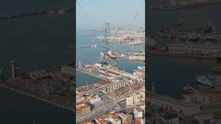 Vertical video Naples Italy Panorama of the city overlooking the port Daytime Aerial View [upl. by Bela]