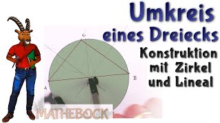 Umkreis eines Dreiecks konstruieren  Kreis durch drei Punkte  Schnittpunkt der Mittelsenkrechten [upl. by Adela]