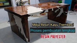 Meja resin kayu trembesi  river table resin polyester [upl. by Diraf730]