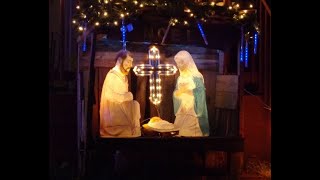 Christmas Lights NATIVITY and ANGELS at night with music [upl. by Reema]