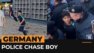 German police chase and detain boy at proPalestine rally  Al Jazeera Newsfeed [upl. by Nolham412]