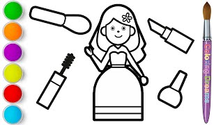 Drawing a Bride with Pridal Makeup for kids  Coloring Pages  Drawing Step by Step for Toddlers [upl. by Leilamag]