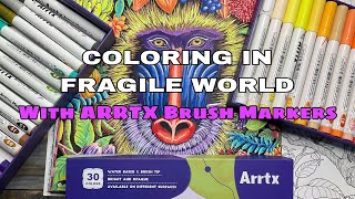 Kerby Rosanes Fragile World  Coloring a full page with Arrtx Acrylic brush markers [upl. by Melamed]