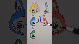 Labubu Color Mix Line Puzzle Challenge shorts viral labubu art [upl. by Llahsram]