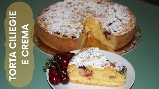 TORTA CON CILIEGIE E MARMELLATA DI CILIEGIE E CREMA  RICETTA FACILE [upl. by Ora726]