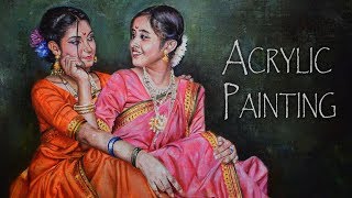 SAKHI  Figurative Portrait Painting in Acrylic by Debojyoti Boruah [upl. by Agler]