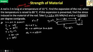 A rod is 2 m long at a temperature of 10 °C Find the expansion of the rod when the temperature is [upl. by Braun]