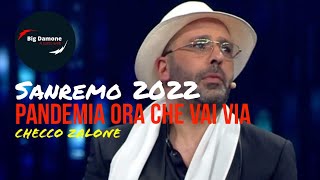 🤣 Checco ZALONE a SANREMO 2022 in versione virologo canta quotPandemia ora che vai viaquot [upl. by Uno]