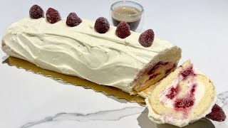 BUCHE DE NOEL FACILE CHOCOLAT BLANC FRAMBOISES [upl. by Airrat175]