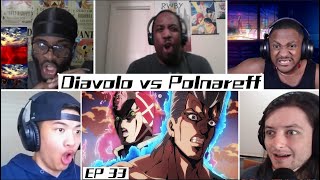 Diavolo vs Polnareff  JoJos Bizarre Adventure Golden Wind Ep 33 REACTION MASHUP [upl. by Anaehs]