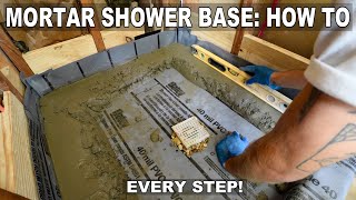 How To Install Shower Mortar Bed Liner and Drain Shower Build A to Z [upl. by Lalat]