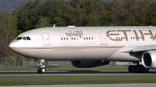 HD Etihad Airways Airbus A330300 take off at GenevaGVALSGG [upl. by Alleber]