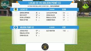 Lucas Senior T20 v Golden Point CC T20 [upl. by Bart]