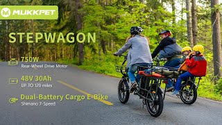 Mukkpet STEPWAGON DualBattery Cargo Ebike  750W All Terrain [upl. by Kcinnay]