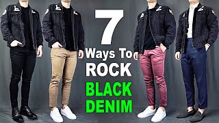 7 Ways To ROCK Black Denim Jacket  Men’s Outfit Ideas [upl. by Topliffe779]