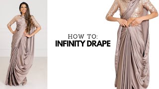 Infinity Drape with Satin Silk Saree  laxmi saree draping  saree new trends  Tia Bhuva [upl. by Malachy]