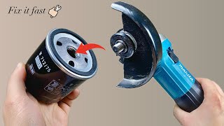 Why isnt this patented🔥 Insert an oil filter into the angle grinder [upl. by Enilreug]