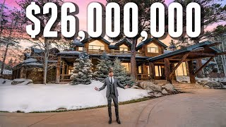 Touring a 25950000 LUXURY Log Cabin MANSION [upl. by Elleryt994]