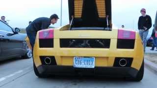 Lamborghini Gallardo Shooting Flames  Dallas Cars amp Coffee 2014 [upl. by Laurel]