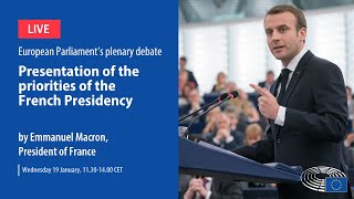 Live French president Emmanuel Macron addresses the European Parliament [upl. by Tuchman318]