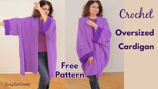 Crochet Oversized Cardigan  EASY for Crochet Beginners [upl. by Tyika559]