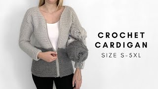 CROCHET CARDIGAN SIZE S5XL  FREE CROCHET PATTERN [upl. by Zeni348]