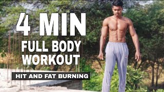 4 Min Full Body Workout at home  HIIT amp Fat burning [upl. by Alda]