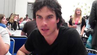 VAMPIRE DIARIES Ian Somerhalder hits Comic Con talks Damon and Katherine [upl. by Tak]