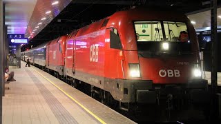 Nächtlicher Bahnverkehr in Feldkirch mit vielen Nightjets mit Lok Wechsel [upl. by Reneta]