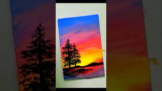 Evening view easy acrylic painting art painting [upl. by Ahsinauq]