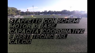 Scuola calcio staffette con schemi motori di base capacità coordinative e gesti tecnici del calcio [upl. by Willow]