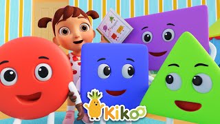 🔴🟩Learn Shapes  Circle Triangle Square Rectangle  Songs amp Nursery Rhymes for Kids  KikooClub [upl. by Alrak]