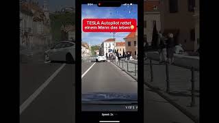 Tesla Auto Pilot saves man😱shorts tesla [upl. by Amalia29]