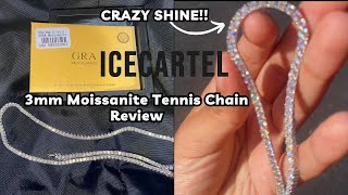 3MM MOISSANITE TENNIS CHAIN REVIEW FROM ICECARTEL [upl. by Nohsad187]