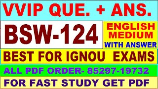 BSW 124 important questions with answer in English  bsw 124 Previous Year Question Paper [upl. by Dovev414]