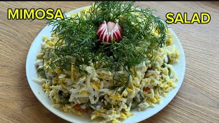 Mimosa salad recipe for dinner ‼️ mimosasalad saladrecipe dinner starterdish appitizer fyp [upl. by Hendrika]