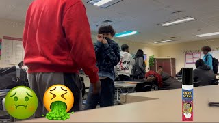 Fart spray prank at school gone wrong🤢🤢 we had to evacuate the class room [upl. by Ynnelg]