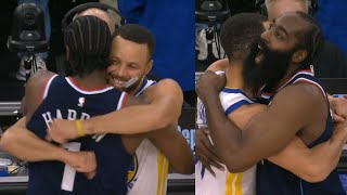 Steph Curry hyped and shows love to James Harden for passing Ray Allen for 2nd alltime 3PM [upl. by Ainosal]