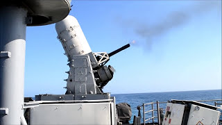 76 mm Oto Melara Cannon and CIWS Live Fire on the USS Halyburton FFG 40 [upl. by Nnylarat]