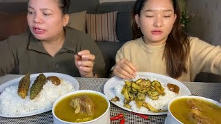 Khase ko jhol saag Karelaa Alu fry mukbang [upl. by Aicele]