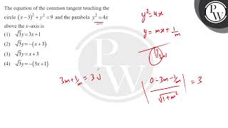 The equation of the common tangent touching the circle \ x32y29 \ and the parabola [upl. by Yenahs]