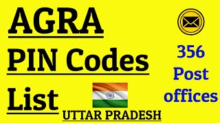 AGRA PIN Code s List  356 Post Offices  UTTAR PRADESH [upl. by Ahsetal]