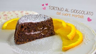 TORTINO AL CIOCCOLATO CON CUORE FONDENTE  al profumo di ARANCIA  Senza Uova [upl. by Vallery]