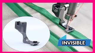 Prensatelas para CREMALLERA INVISIBLE ajustable en maquina de coser recta industrial [upl. by Keldon665]