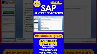 SAP SuccessFactors RCM Training Video 40 27th Oct 2024 sapsuccessfactorstraining [upl. by Kcireddor876]