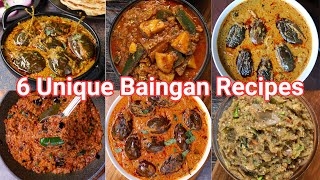 6 Different Ways to Cook Stuffed Baingan or Eggplant Recipes  6 Types Baingan Masala Sabji Recipes [upl. by Ahsemak]