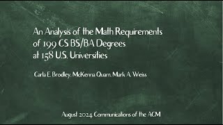 Aug 2024 CACM An Analysis of the Math Requirements of 199 CS BSBA Degrees at 158 US Universities [upl. by Jessey]