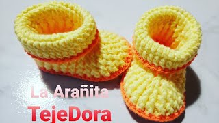 🕸Como Tejer zapatito bebe 03meses a Crochet paso a paso [upl. by Nicko]