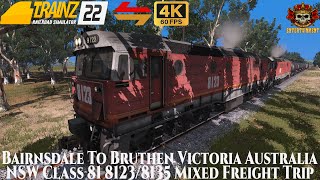 Trainz Railway Simulator 22  NSW Class 81 81238135 Mixed Freight Service Bairnsdale To Bruthen [upl. by Ysset]