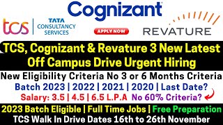 TCS Freshers Walk in Drive 16 to 26 Nov22 Across India Cognizant  Revature Campus Hiring 20232019 [upl. by Dyolf602]